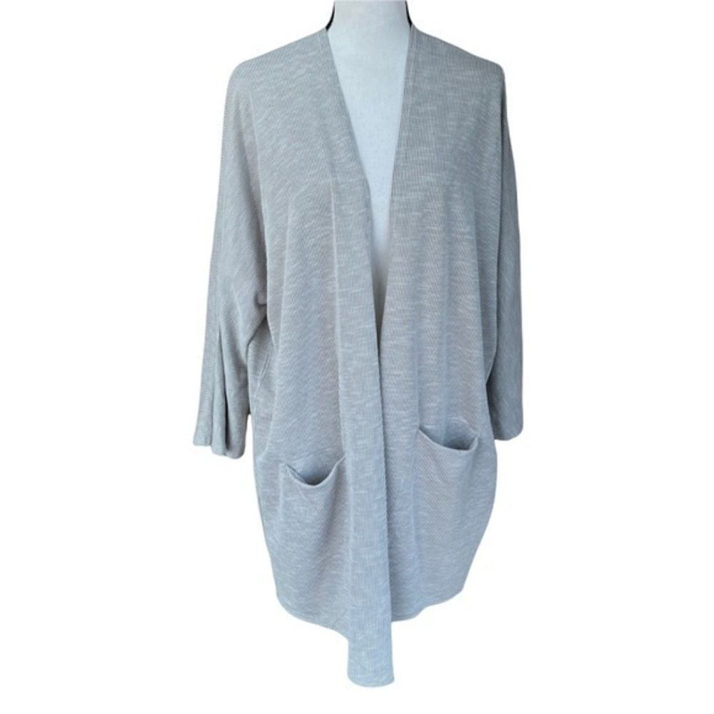 Donni Rib Sweater Coat One Size Gray Lightweight Duster Length.